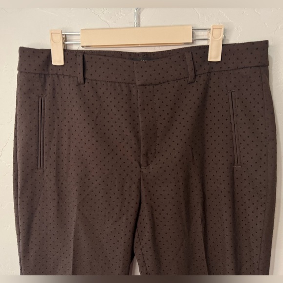 Zara Dress Pants Straight Tapered Leg Swiss Dot Brown Textured Trouser SZ 10 - Picture 6 of 16